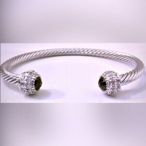 RARE Park Lane IN STYLE Bracelet Open Cable Cuff Bangle Black Crystal Bracelet